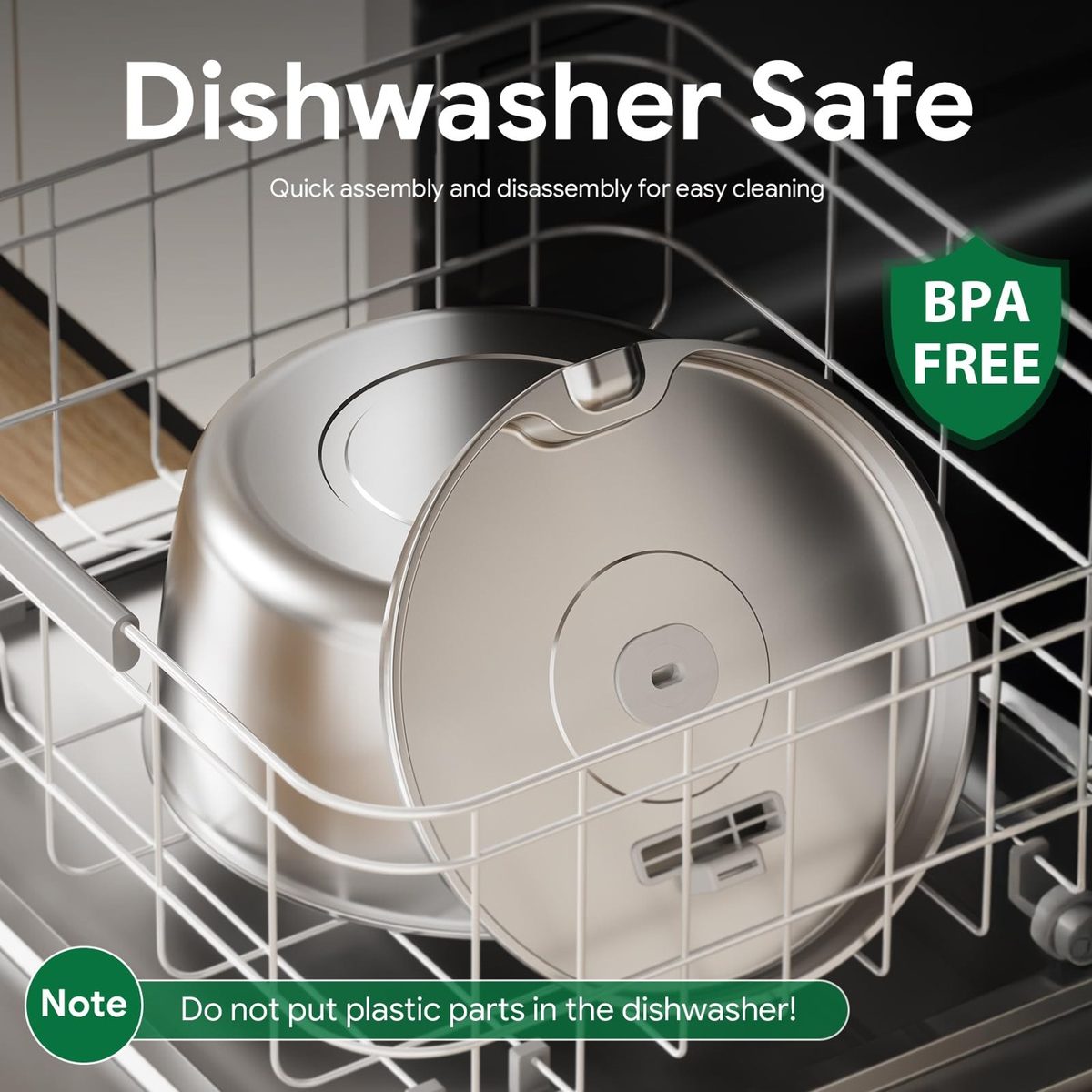 DIANU stainless steel fountain parts in a dishwasher