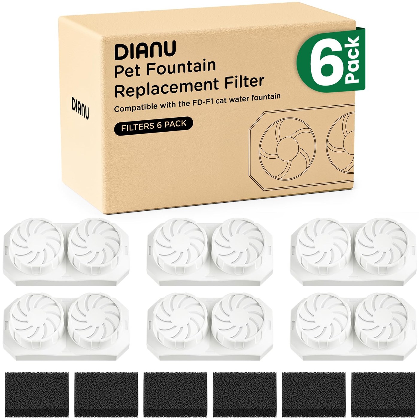 DIANU Official Replacement Filters for the 3.2 L Fountain